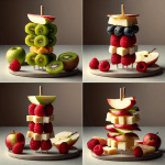 mini brochettes de fruits et de fromage.