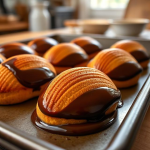 Madeleines à bosse sur coque chocolat