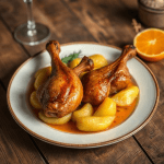 Recette de cuisses de canard à l'Orange et ses patates douces sautées